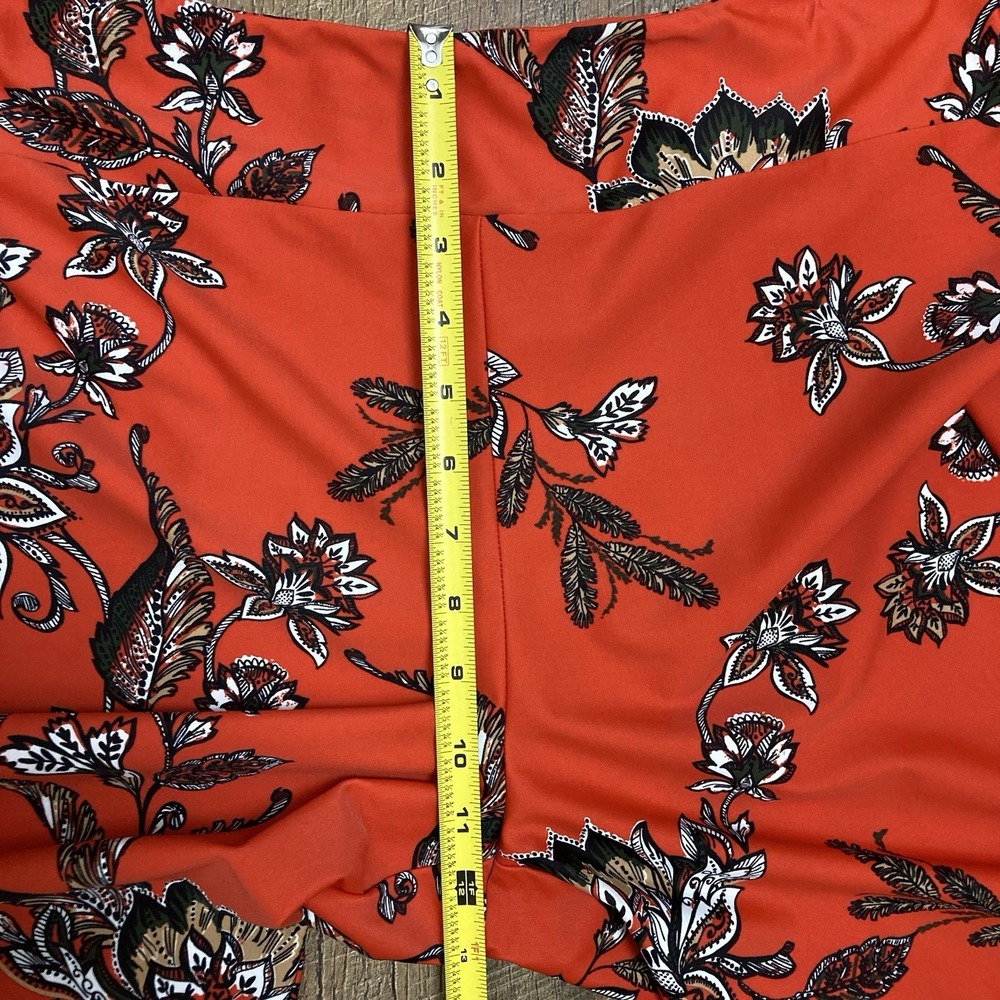 Jude Connally Floral Orange Red Wide Leg Ankle Bohemian Pants Elastic Waist sz M - Picture 6 of 9